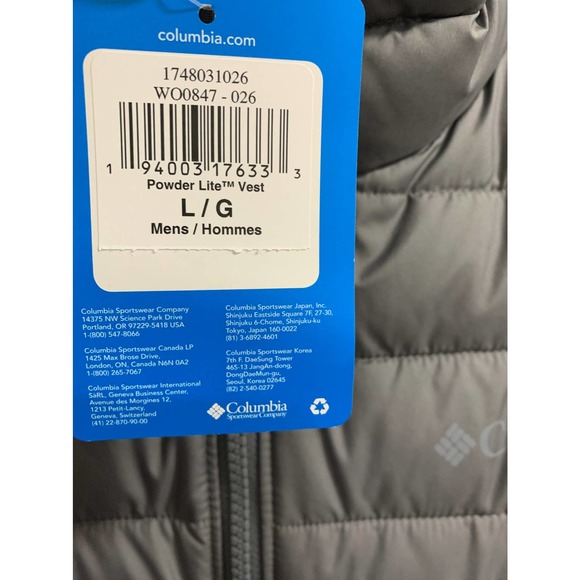 NWT Columbia Powder Lite Vest Gray Size Large - Picture 10 of 10